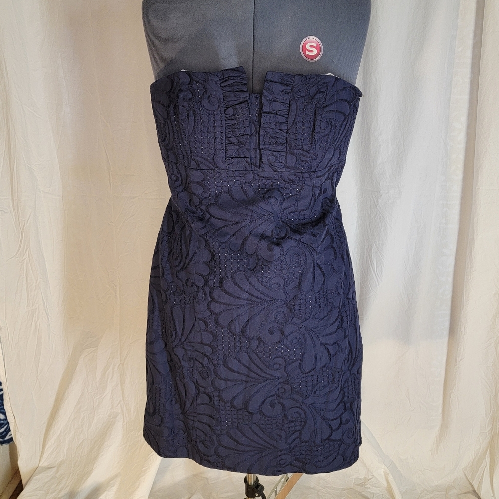 Lilly Pulitzer Navy Strapless Dress